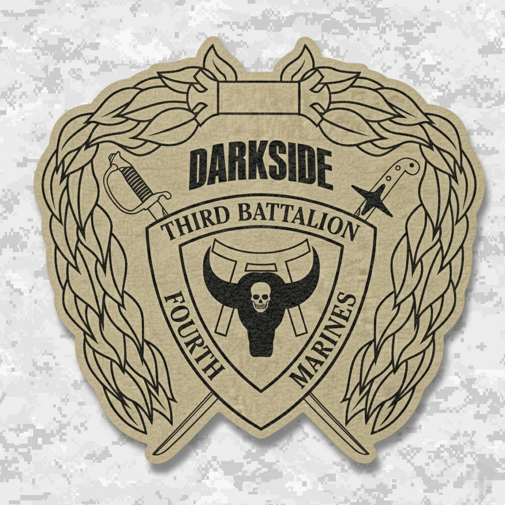 Leather Patch | 3rd Battalion 4th Marines "Darkside" | Velcro Backed | Brown / Black