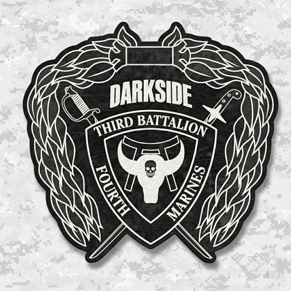Leather Patch | 3rd Battalion 4th Marines "Darkside" | Velcro Backed | Brown / Black