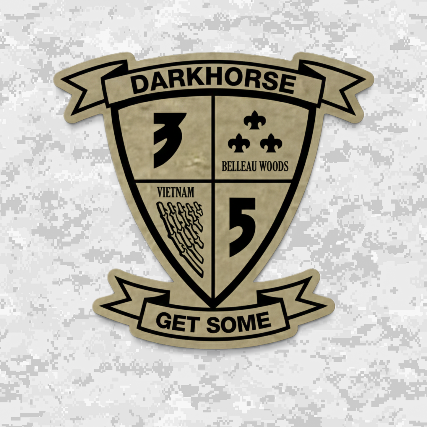 Leather Patch | 3rd Battalion 5th Marines Unit "Darkhorse" | Velcro Backed | Brown / Black