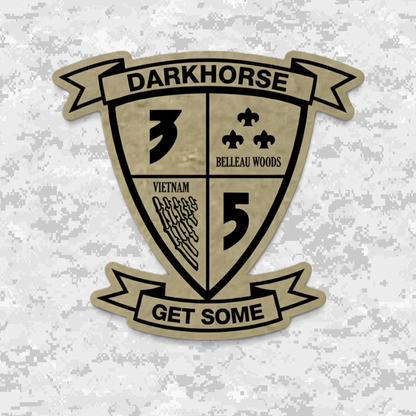 Leather Patch | 3rd Battalion 5th Marines Unit "Darkhorse" | Velcro Backed | Brown / Black