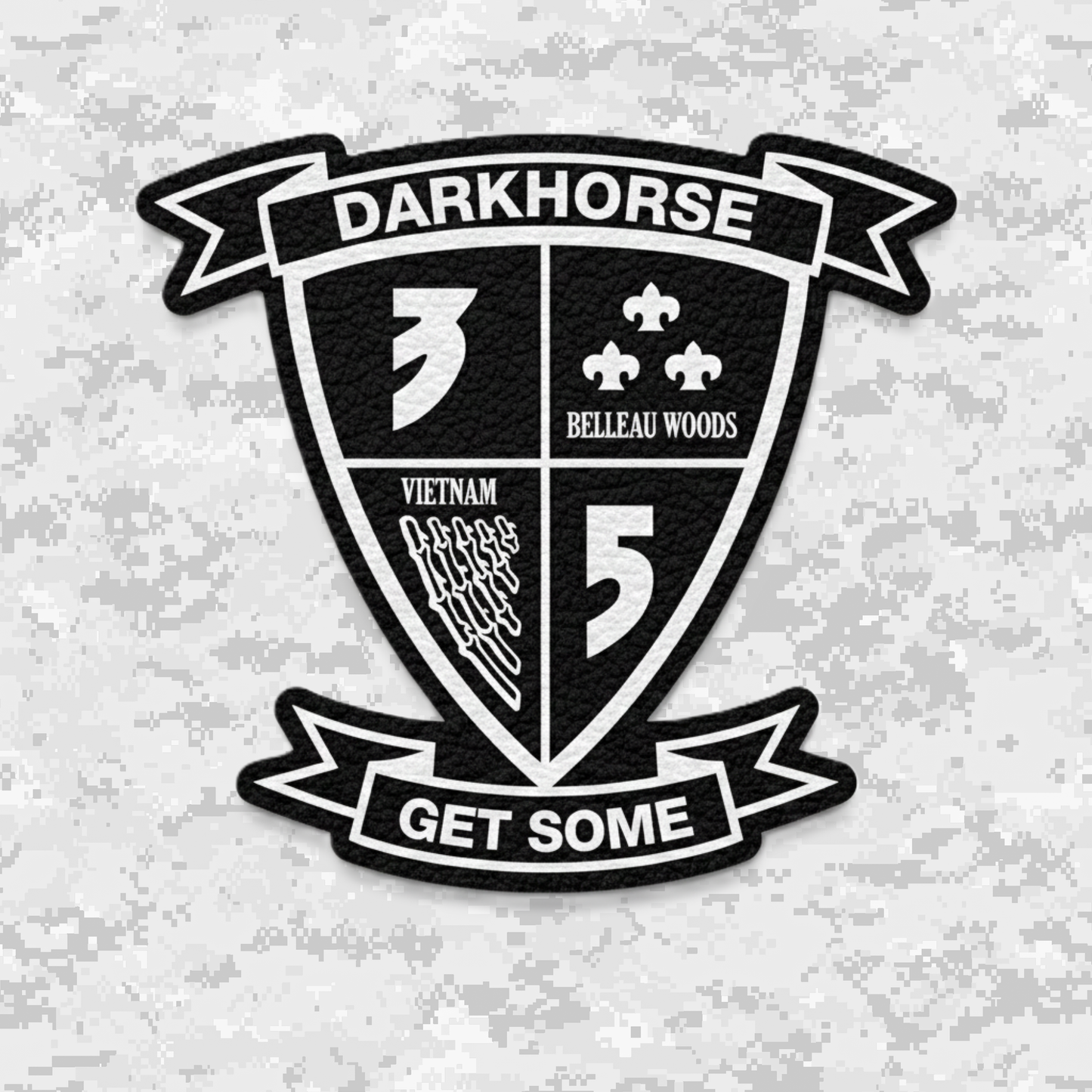 Leather Patch | 3rd Battalion 5th Marines Unit "Darkhorse" | Velcro Backed | Brown / Black