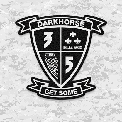 Leather Patch | 3rd Battalion 5th Marines Unit "Darkhorse" | Velcro Backed | Brown / Black