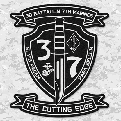 Leather Patch | 3rd Battalion 7th Marines "The Cutting Edge" #1 | Velcro Backed | Brown / Black