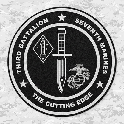 Leather Patch | 3rd Battalion 7th Marines "The Cutting Edge" #2 | Velcro Backed | Brown / Black