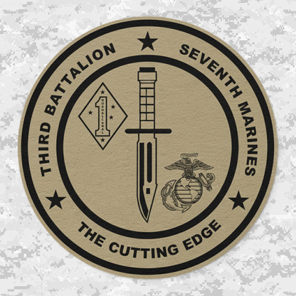Leather Patch | 3rd Battalion 7th Marines "The Cutting Edge" #2 | Velcro Backed | Brown / Black