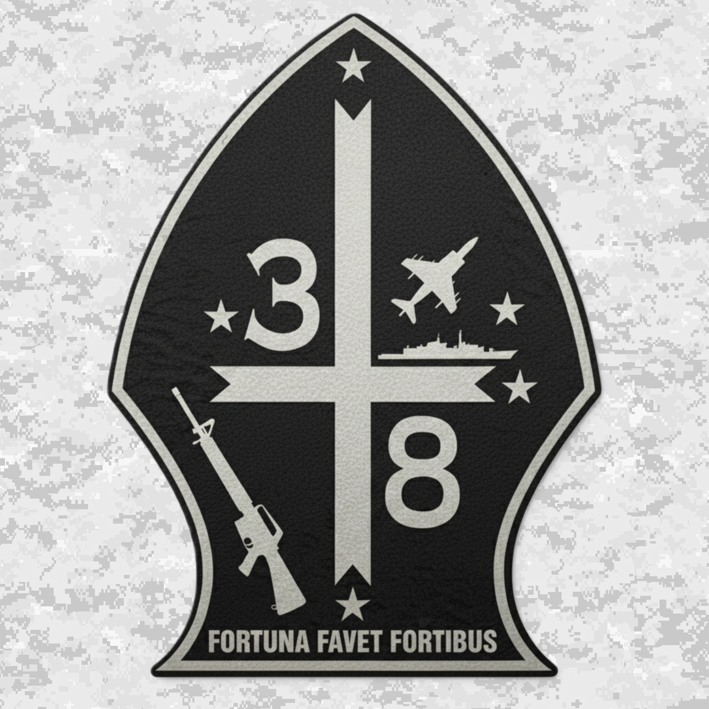 Leather Patch | 3rd Battalion 8th Marines Unit "The Commandant's Battalion" | Velcro Backed | Brown / Black