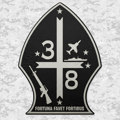 Leather Patch | 3rd Battalion 8th Marines Unit "The Commandant's Battalion" | Velcro Backed | Brown / Black