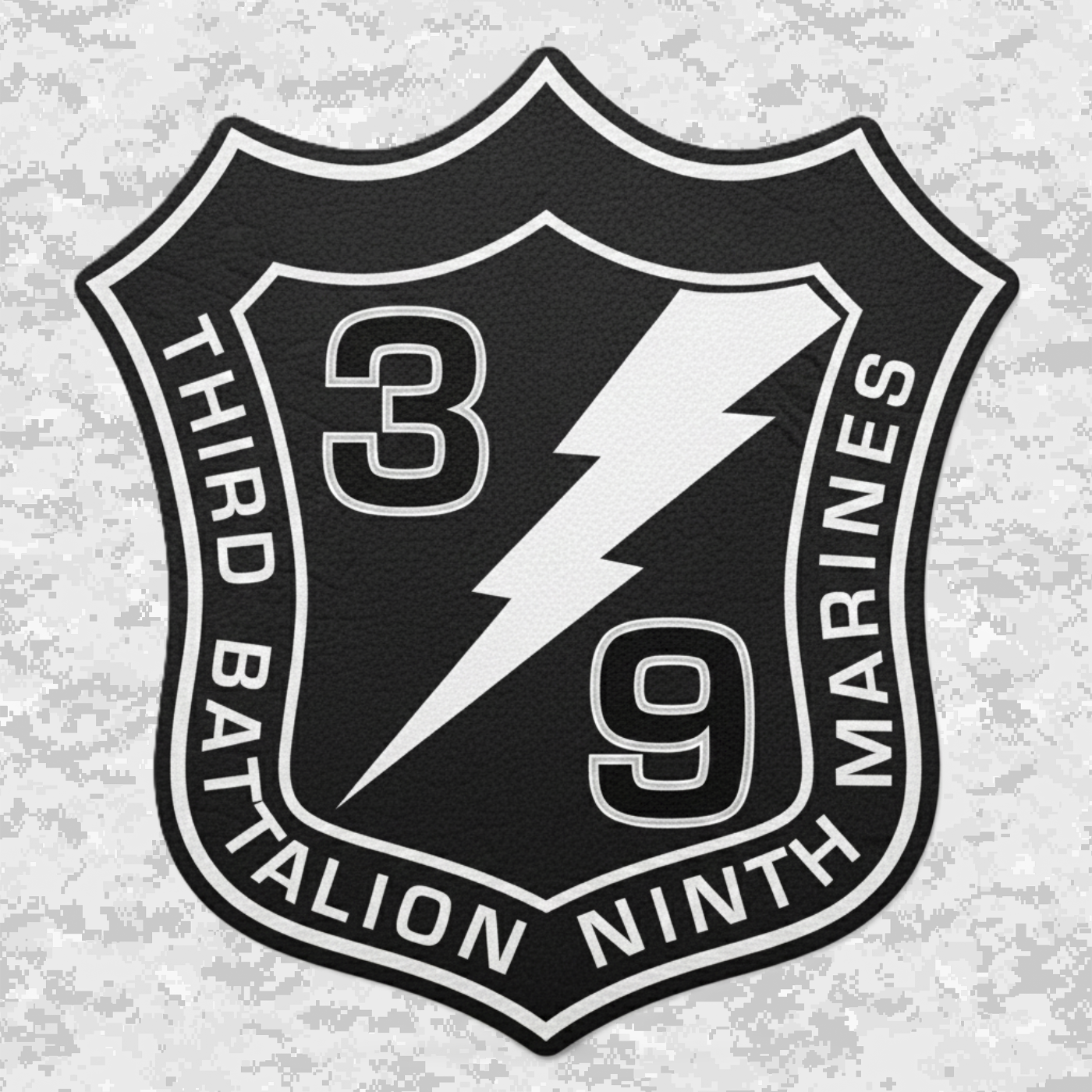 Leather Patch | 3rd Battalion 9th Marines Unit "Shadow Warriors" | Velcro Backed | Brown / Black