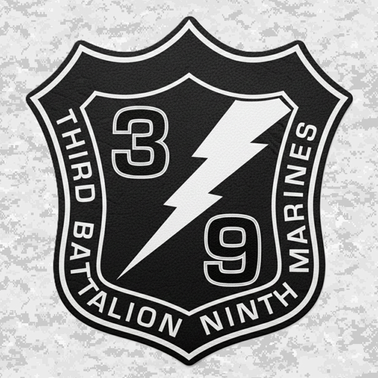 Leather Patch | 3rd Battalion 9th Marines Unit "Shadow Warriors" | Velcro Backed | Brown / Black
