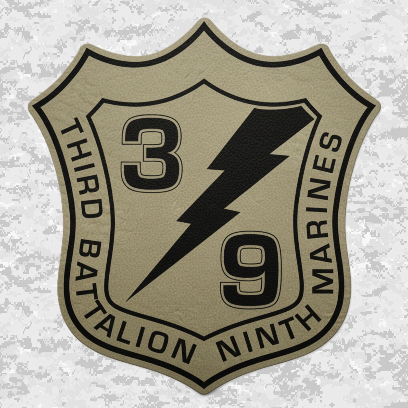 Leather Patch | 3rd Battalion 9th Marines Unit "Shadow Warriors" | Velcro Backed | Brown / Black