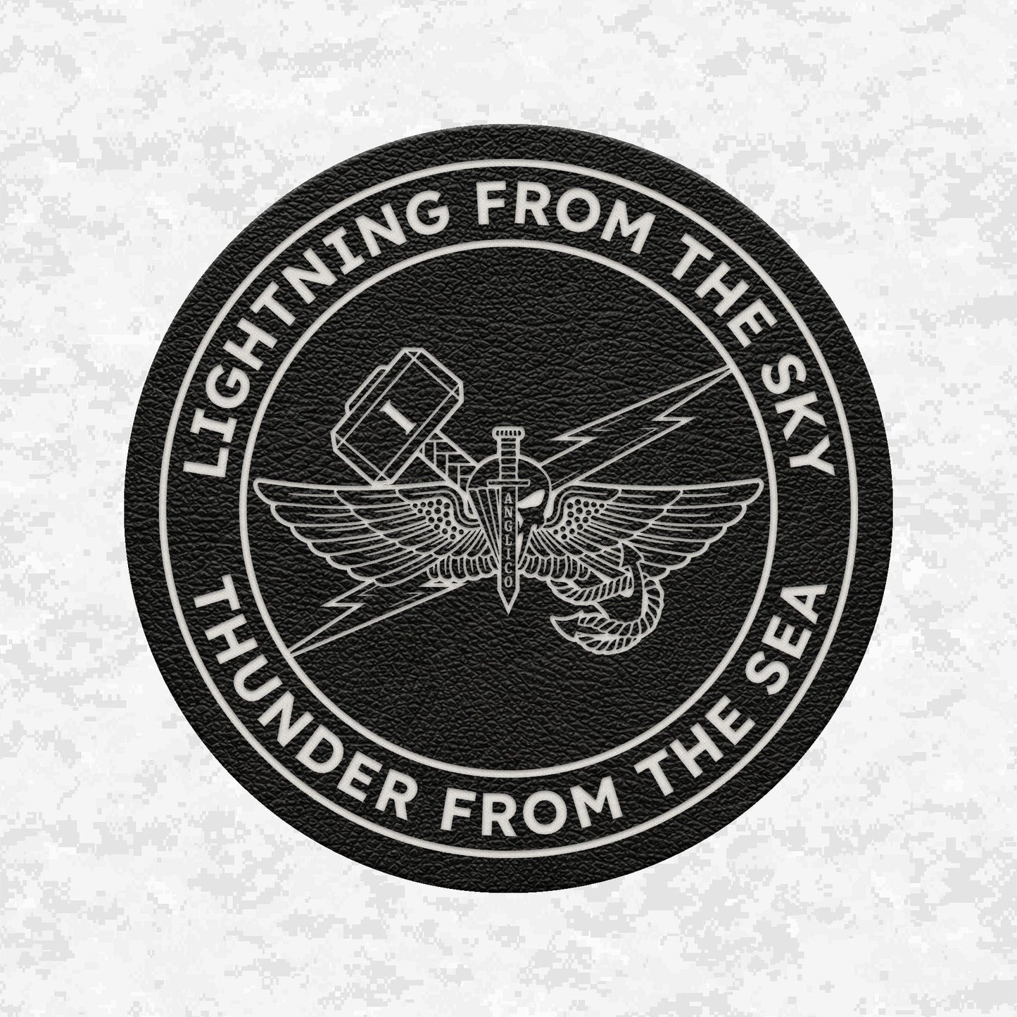 1st ANGLICO | Lightning From The Sky, Thunder From The Sea | Leather Patch | Velcro Backed