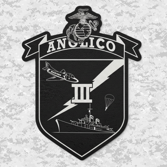 Leather Patch | 3rd ANGLICO: The Link Between Sea and Sky | Velcro Backed | Brown / Black