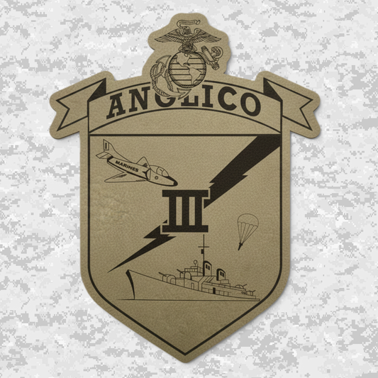 Leather Patch | 3rd ANGLICO: The Link Between Sea and Sky | Velcro Backed | Brown / Black