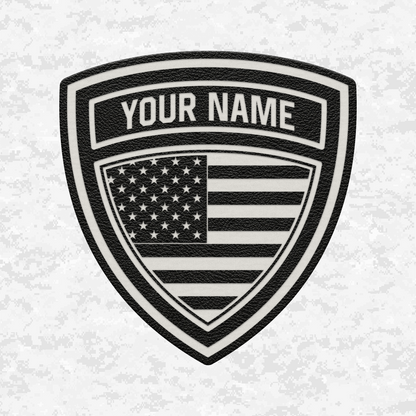 Custom US Flag Shield | Leather Patch | Velcro Backed