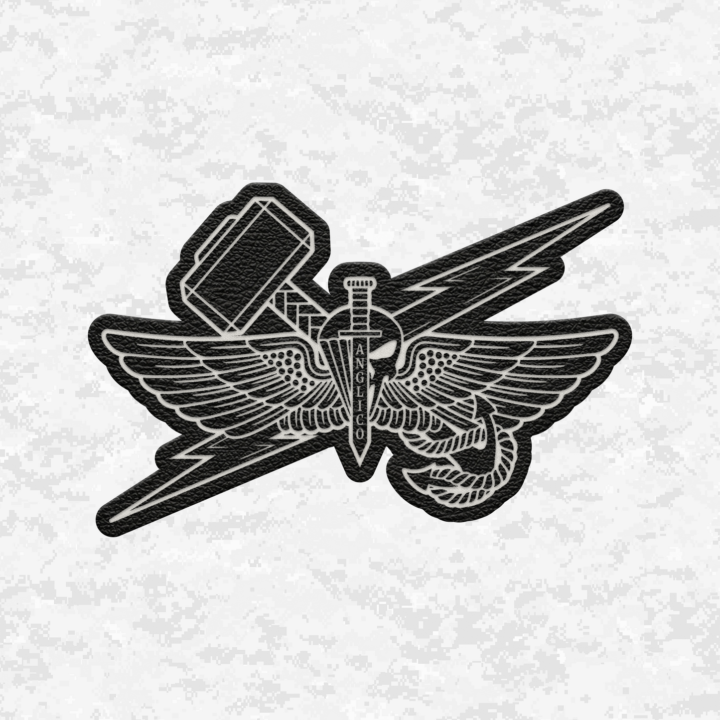 ANGLICO | Sky Lightning & Sea Thunder | Leather Patch | Velcro Backed