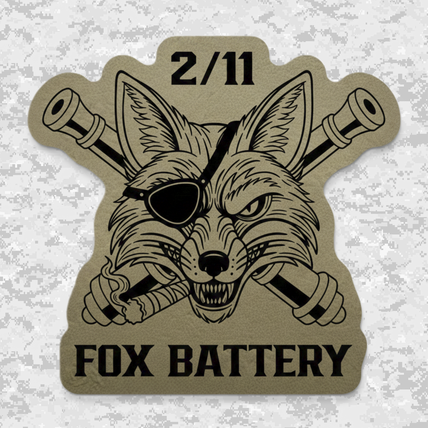 2/11 Fox Battery | Leather Patch | Velcro Backed | Brown / Black