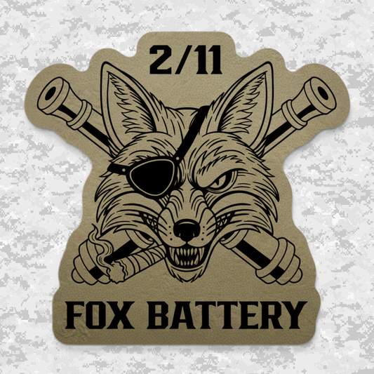 2/11 Fox Battery | Leather Patch | Velcro Backed | Brown / Black