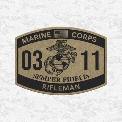 MOS 0311 Rifleman | US Flag | Leather Patch | Velcro Backed