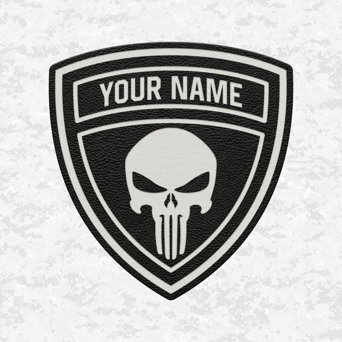 Custom Skull Shield | Leather Patch | Velcro Backed