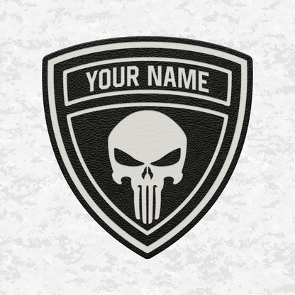 Custom Skull Shield | Leather Patch | Velcro Backed