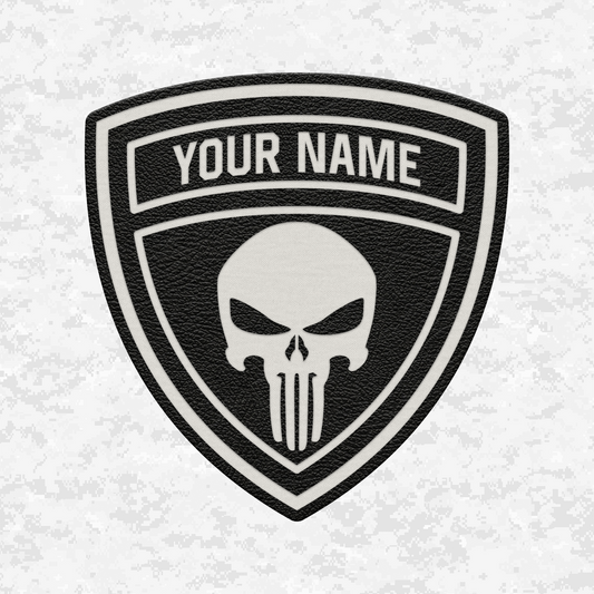 Custom Skull Shield | Leather Patch | Velcro Backed