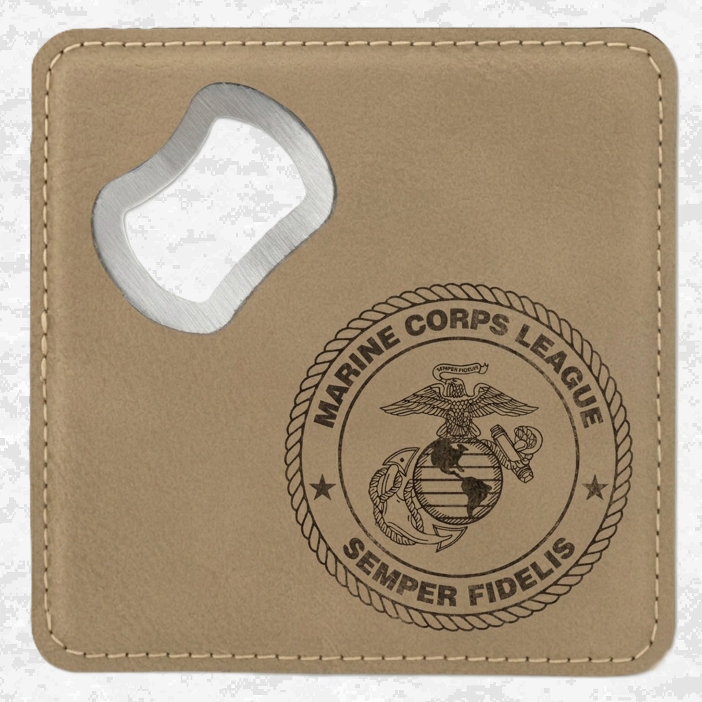 Marine Corps League | Semper Fidelis | Leather Coaster & Opener