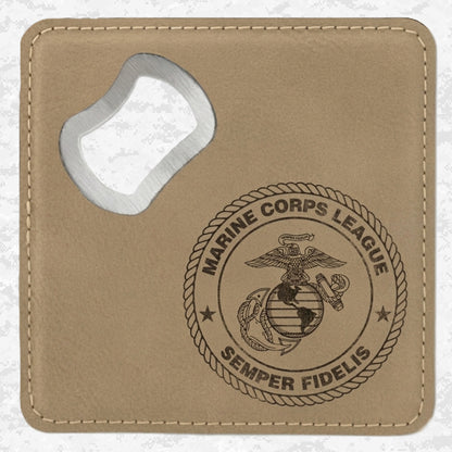 Marine Corps League | Semper Fidelis | Leather Coaster & Opener