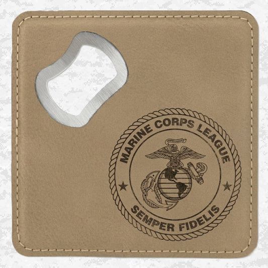 Marine Corps League | Semper Fidelis | Leather Coaster & Opener