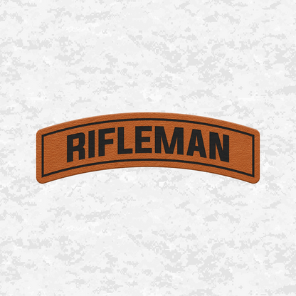 Rifleman Tab Insignia | Leather Patch | Velcro Backed