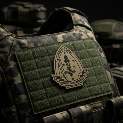 Leather Patch | 1st Battalion 2nd Marines "Typhoon" | Velcro Backed | Brown / Black
