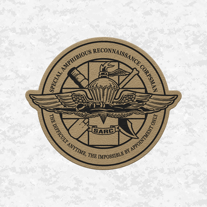 SARC Special Amphibious Reconnaissance Corpsman | The Difficult Anytime | Leather Patch | Velcro Backed