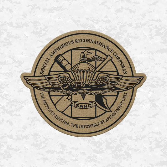 SARC Special Amphibious Reconnaissance Corpsman | The Difficult Anytime | Leather Patch | Velcro Backed