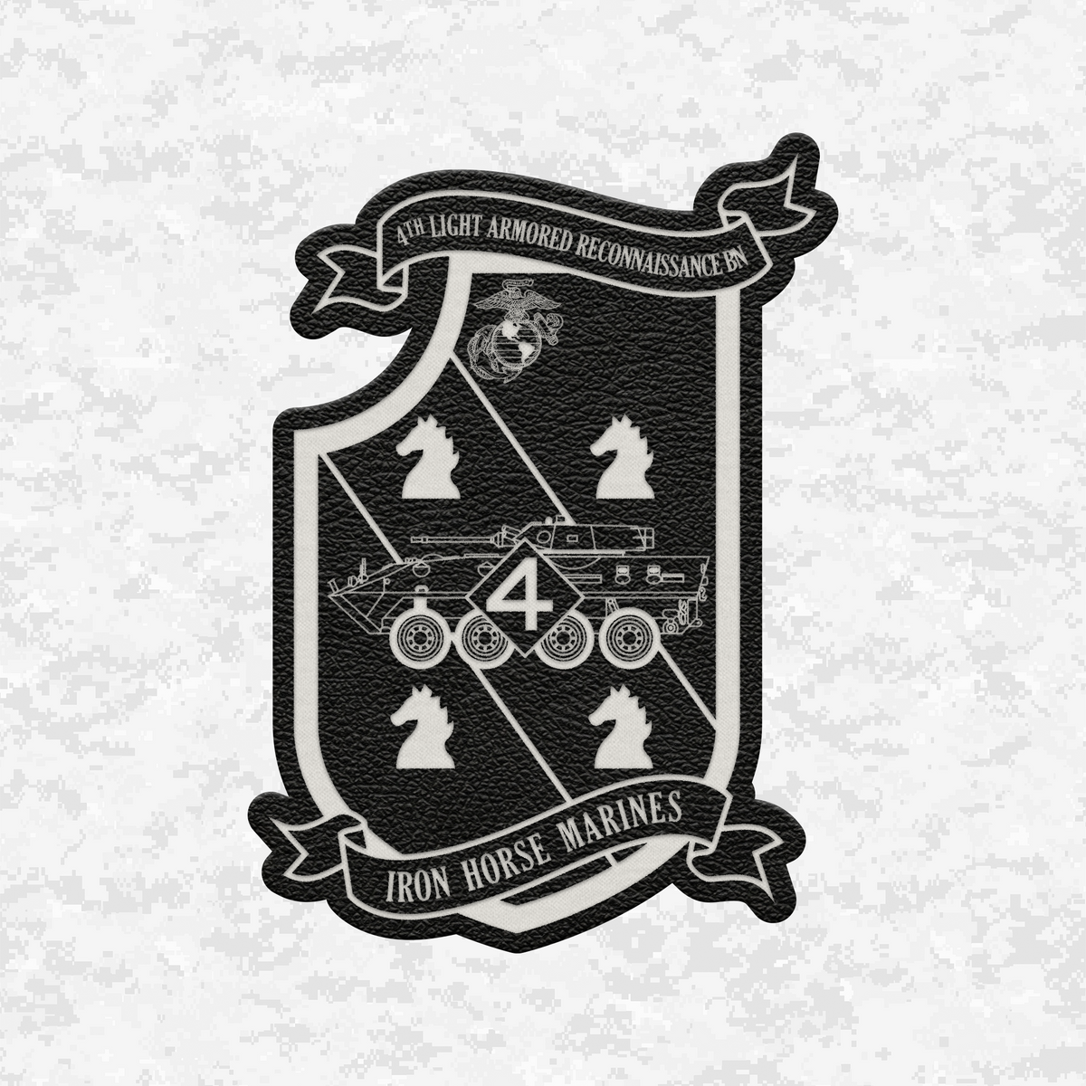 4th Light Armored Reconnaissance Battalion "Iron Horse Marines" | Leather Patch | Velcro Backed