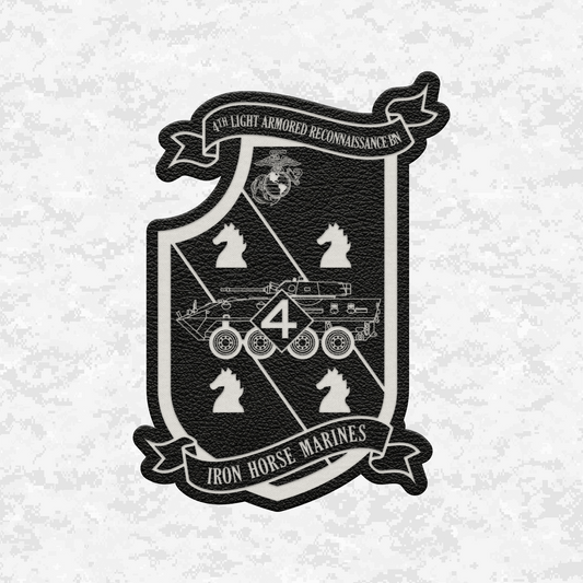 4th Light Armored Reconnaissance Battalion "Iron Horse Marines" | Leather Patch | Velcro Backed