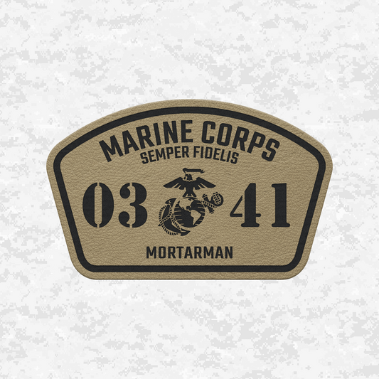 MOS 0341 Mortarman | Leather Patch | Velcro Backed