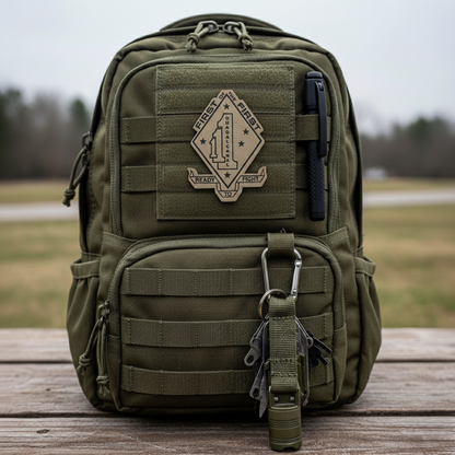 Leather Patch | 1st Battalion 1st Marines Unit "First of the First" | Velcro Backed | Brown / Black