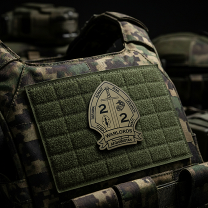 Leather Patch | 2nd Battalion 2nd Marines "Warlords" #1 | Velcro Backed | Brown / Black