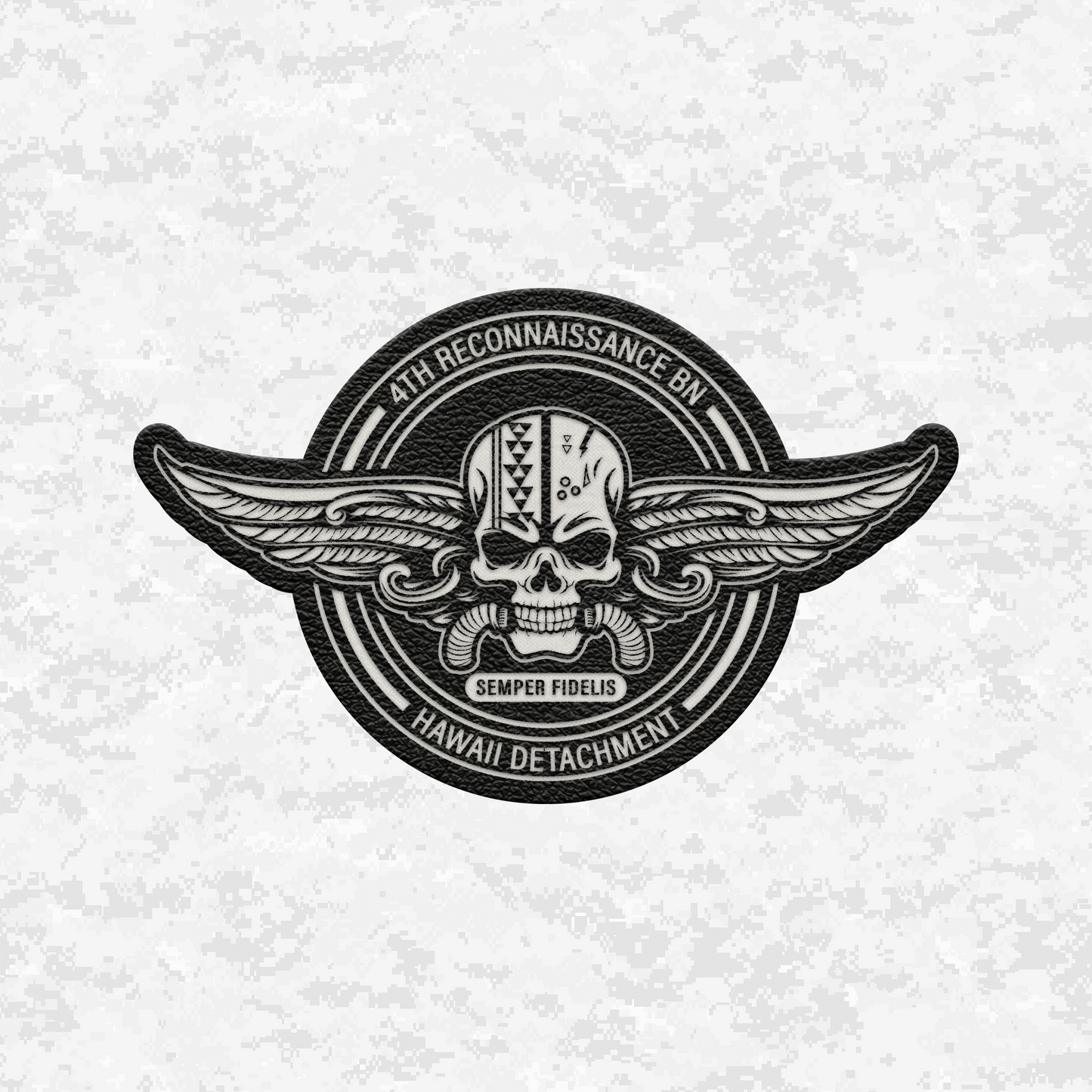 4th Reconnaissance Battalion | Hawaii Det. | Leather Patch | Velcro Backed