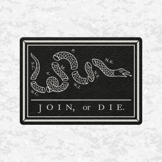 Join Or Die "Benjamin Franklin Snake Emblem" | Leather Patch | Velcro Backed