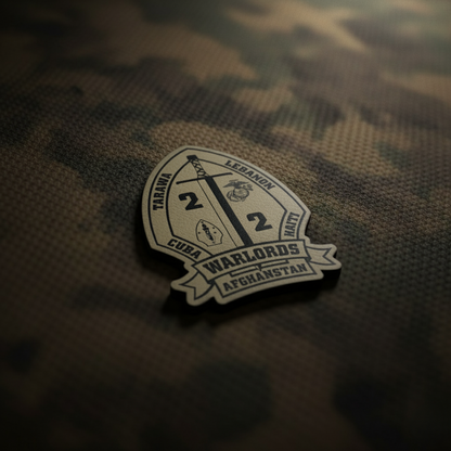 Leather Patch | 2nd Battalion 2nd Marines "Warlords" #3 | Velcro Backed | Brown / Black