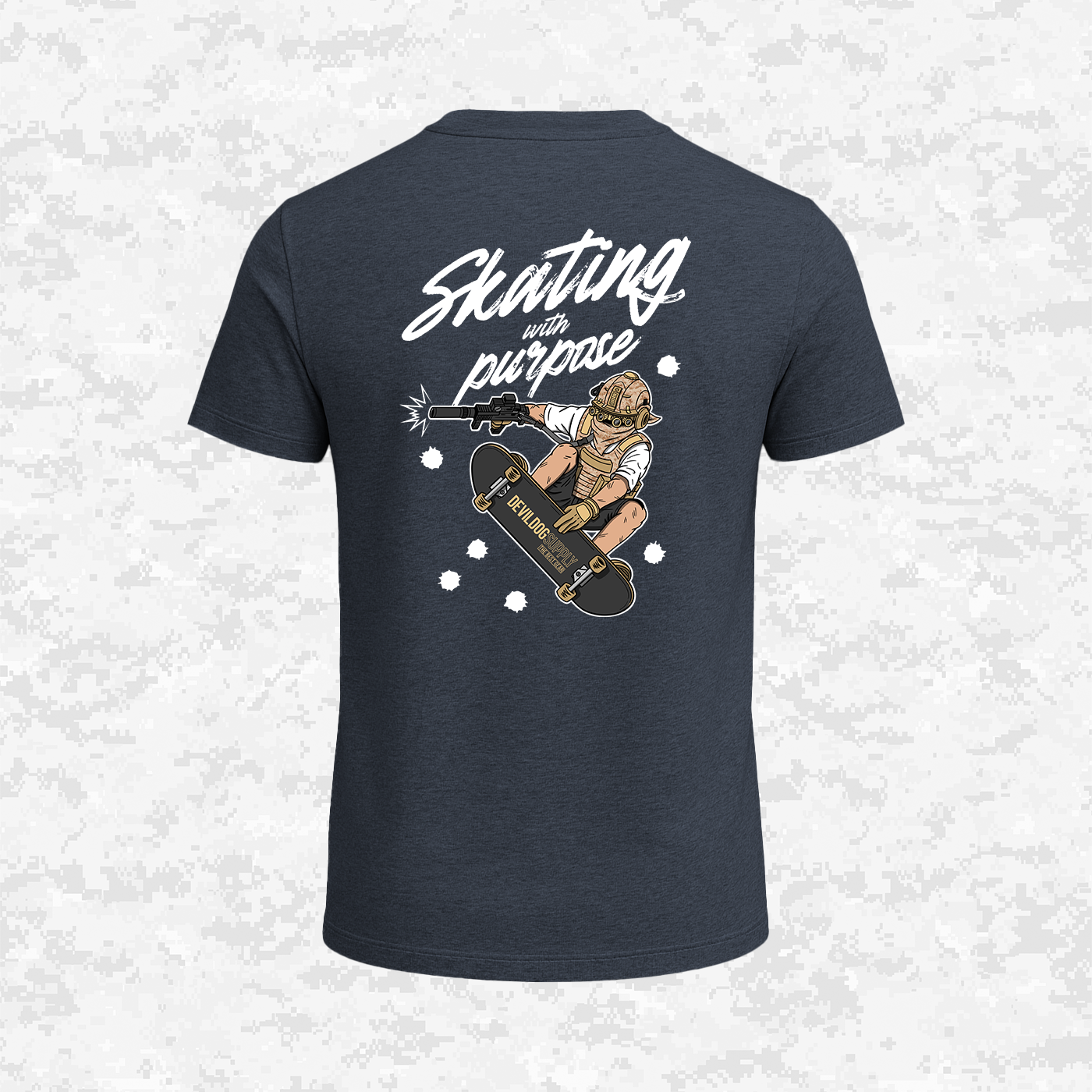 Skating With Purpose - Marine in Skate (marpat desert) | T-shirt