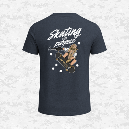 Skating With Purpose - Marine in Skate (marpat desert) | T-shirt