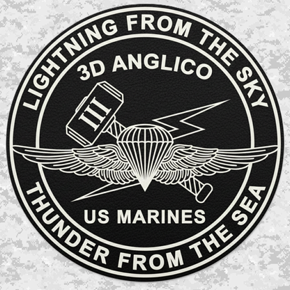 Leather Patch | 3rd ANGLICO: Lightning from the Sky, Thunder from the Sea | Velcro Backed | Brown / Black