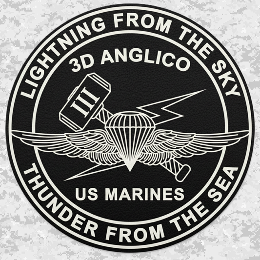 Leather Patch | 3rd ANGLICO: Lightning from the Sky, Thunder from the Sea | Velcro Backed | Brown / Black