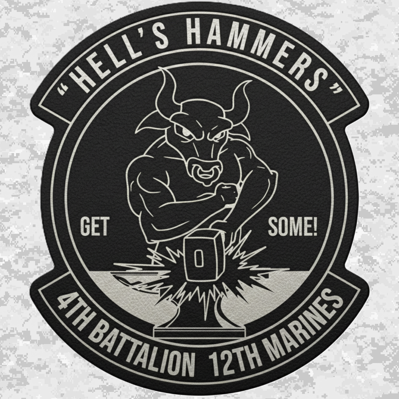 4th Battalion 12th Marines Unit "Hell's Hammers" | Leather Patch | Velcro Backed