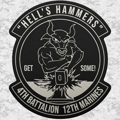 4th Battalion 12th Marines Unit "Hell's Hammers" | Leather Patch | Velcro Backed