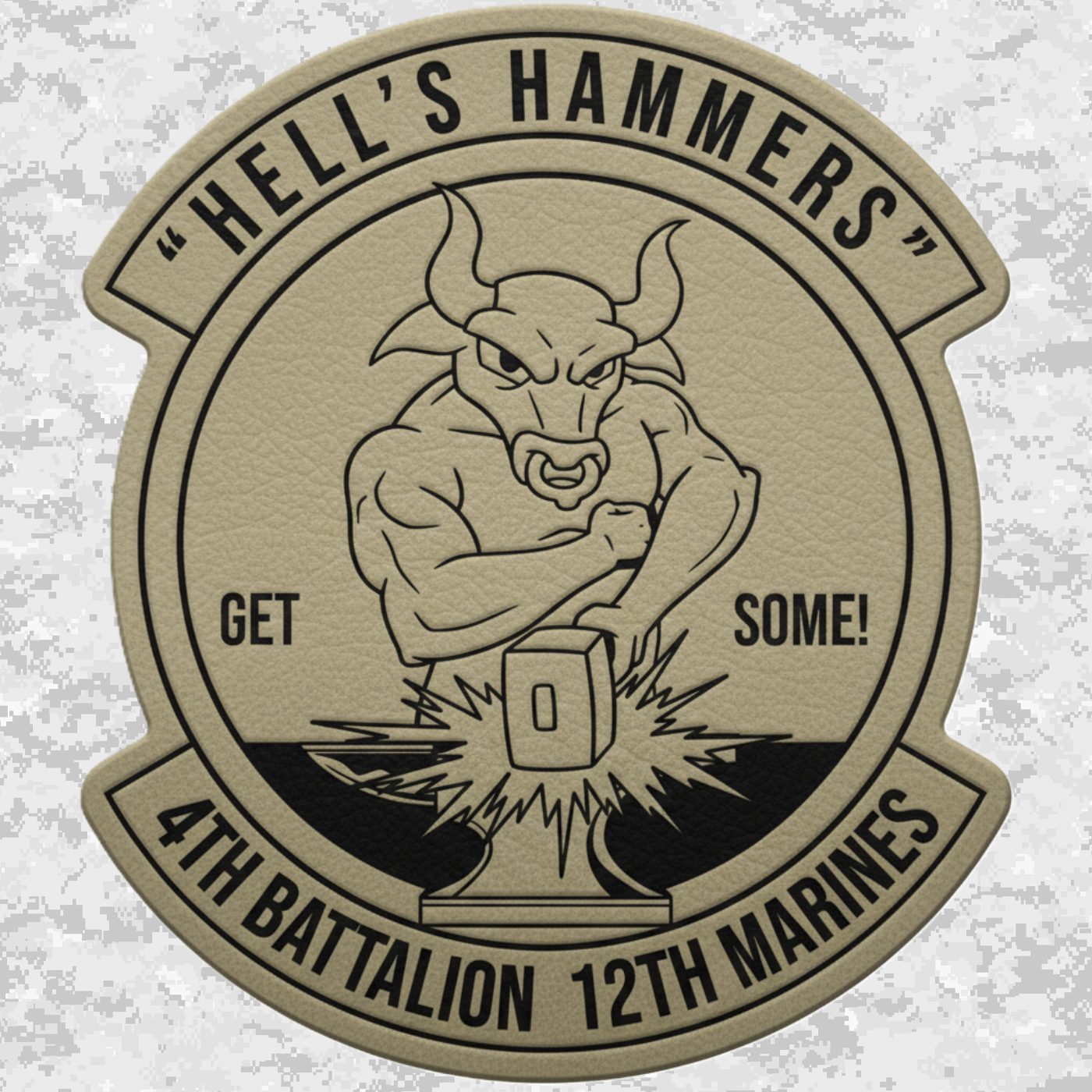 4th Battalion 12th Marines Unit "Hell's Hammers" | Leather Patch | Velcro Backed