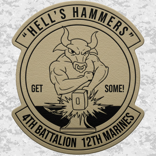 4th Battalion 12th Marines Unit "Hell's Hammers" | Leather Patch | Velcro Backed