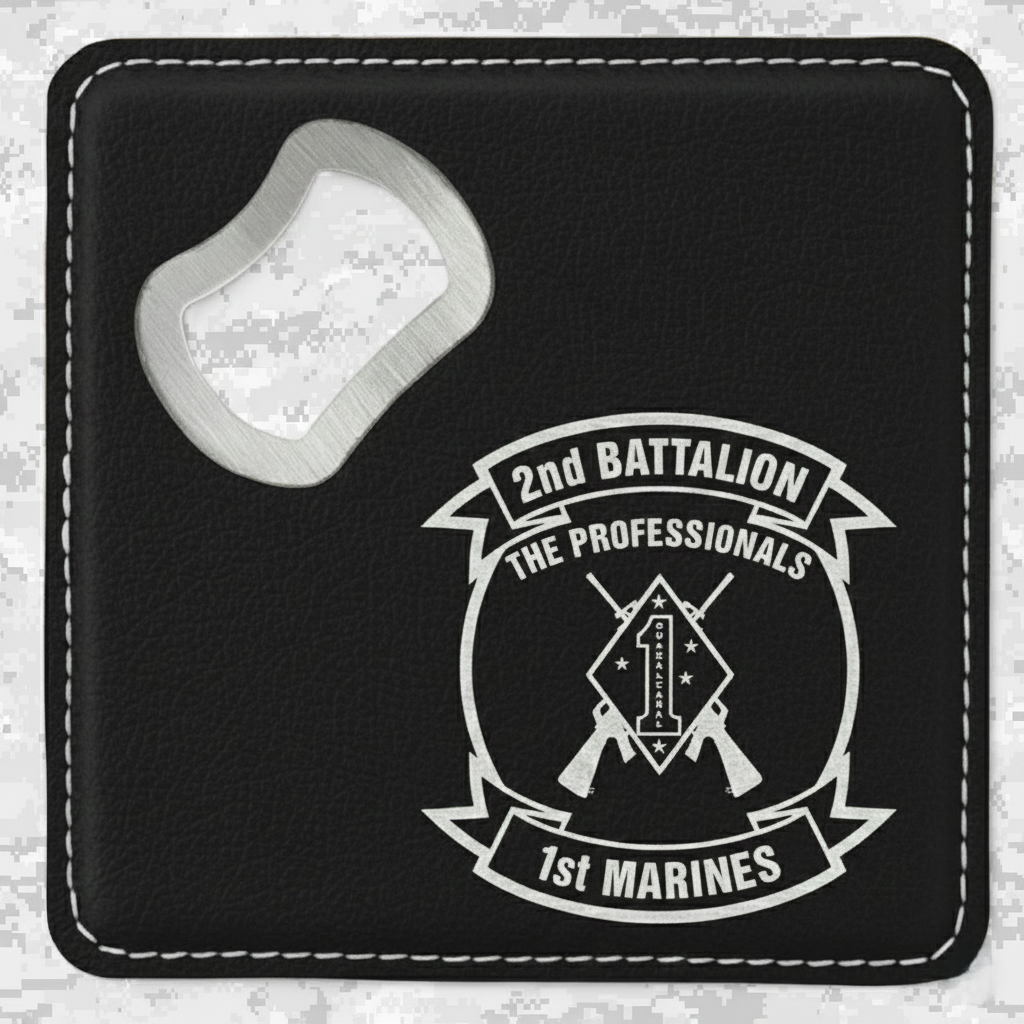 1st Battalion 1st Marines Unit "First of the First" | Leather Coaster & Opener