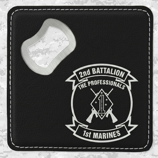 1st Battalion 1st Marines Unit "First of the First" | Leather Coaster & Opener